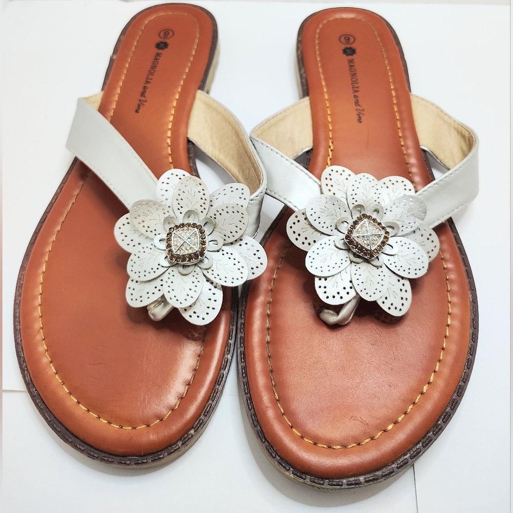 Magnolia & Vine Floral Elegant Sandals With Snaps